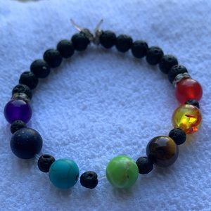 7 bead chakra bracelet with lava stone beads